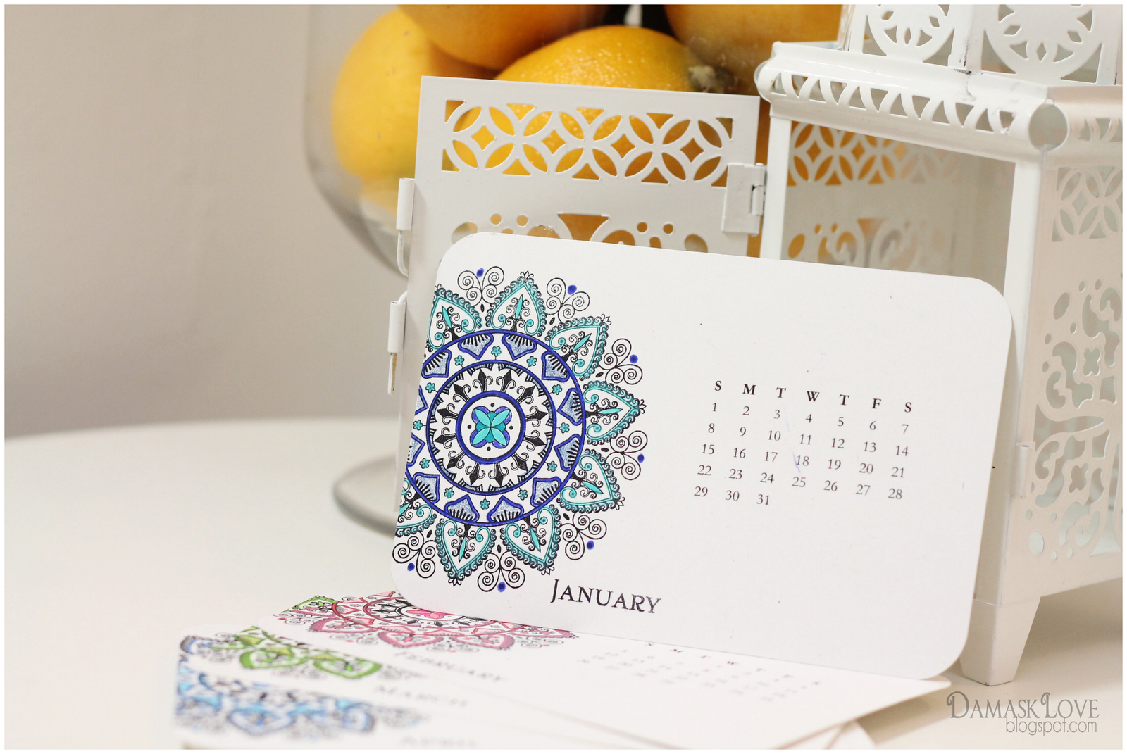 Creative Table Calendar Ideas : Mehndi medallion desk calendar and wall downloads Creative Table Calendar Ideas : Mehndi medallion desk calendar and wall downloads